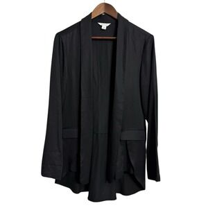 Garnet Hill blazer jacket women's medium black open academia preppy minimalist